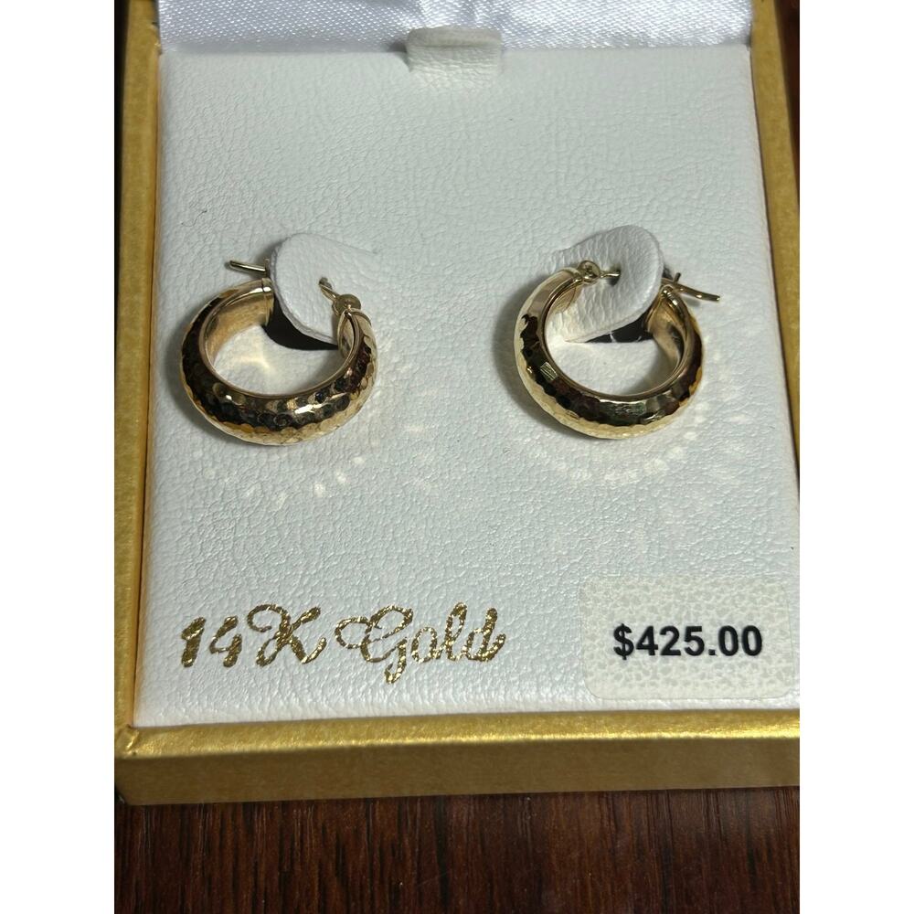 NWT Everlasting Gold 14k solid white gold hoop earrings fine jewelry NEW in box
